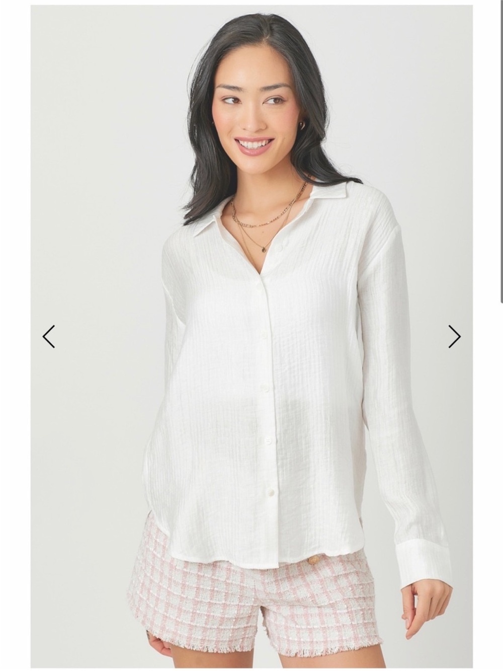 Mystree White Button-Down Textured Blouse